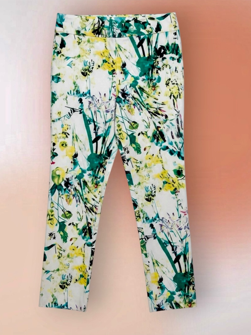 Krazy Larry Multi Color Floral Botanical Pull on Pants Size 10 Like New